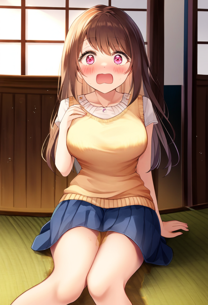 驚いて失禁してしまったお母さん