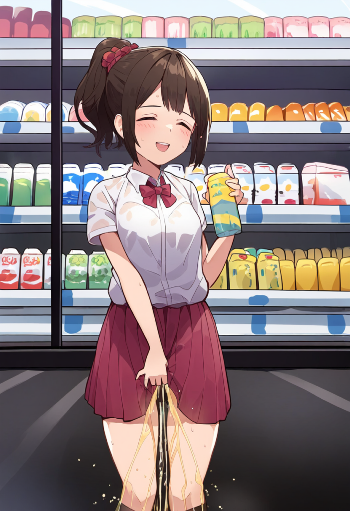 飲み物を飲んですぐにおしっこで出す女の子