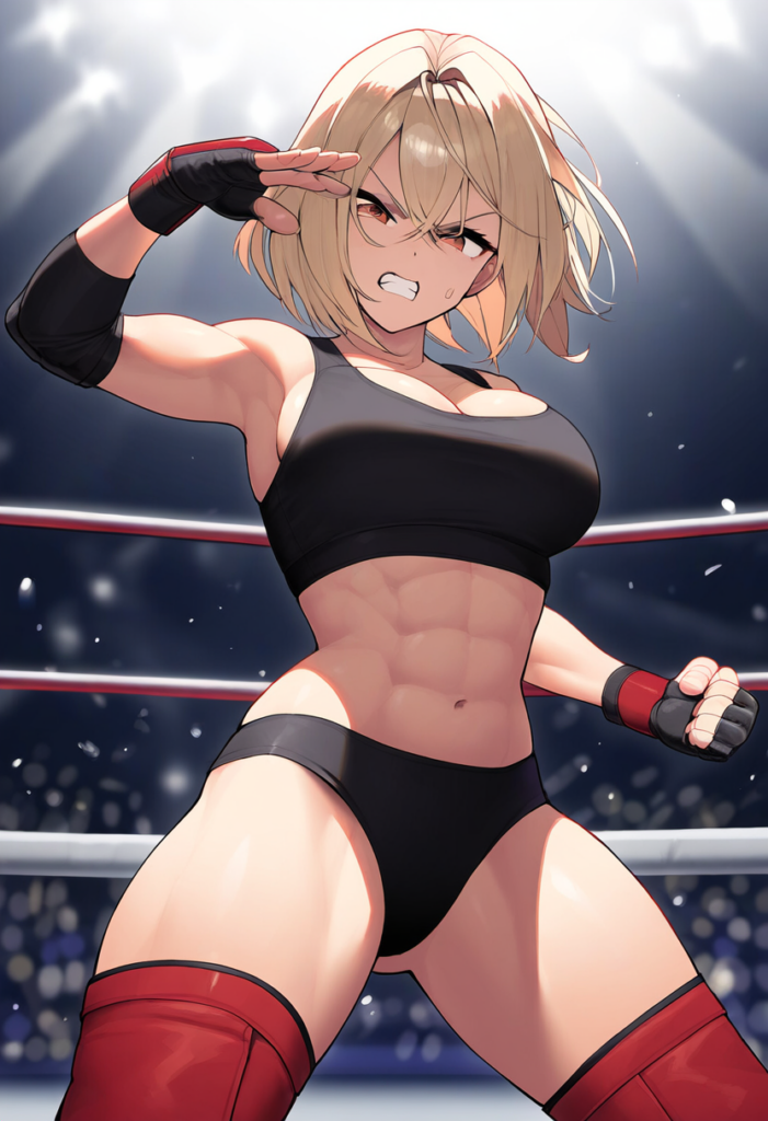 怒っている格闘少女